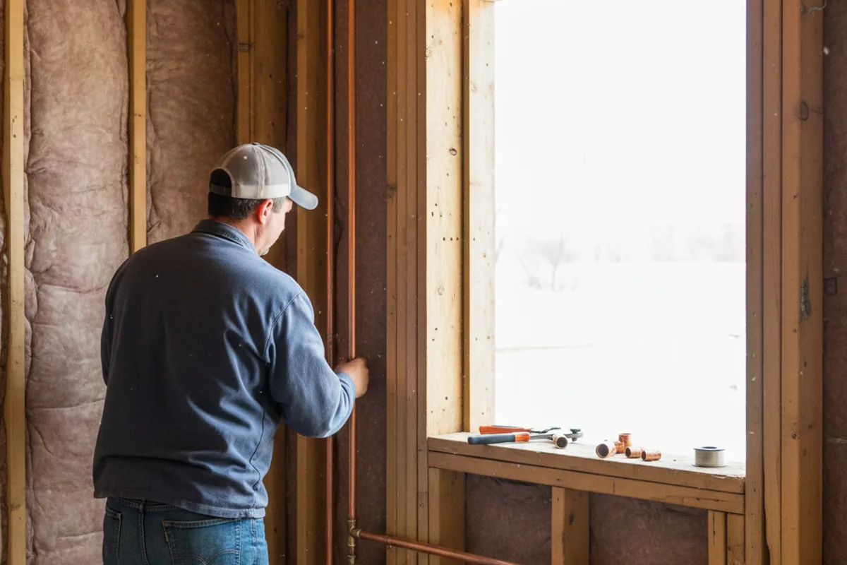 Licensed plumber running new copper supply lines in a Metamora home