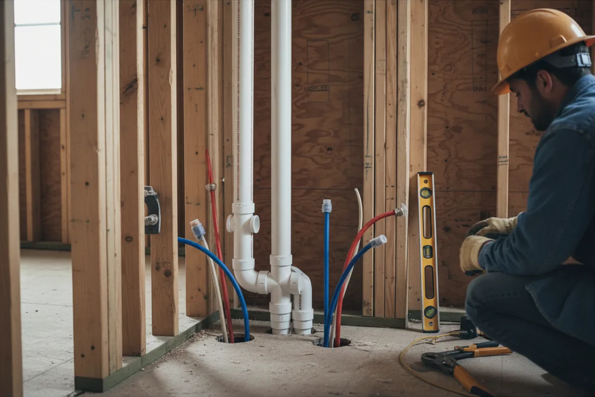 Drain and supply rough-in during Drain Cleaning in Metamora
